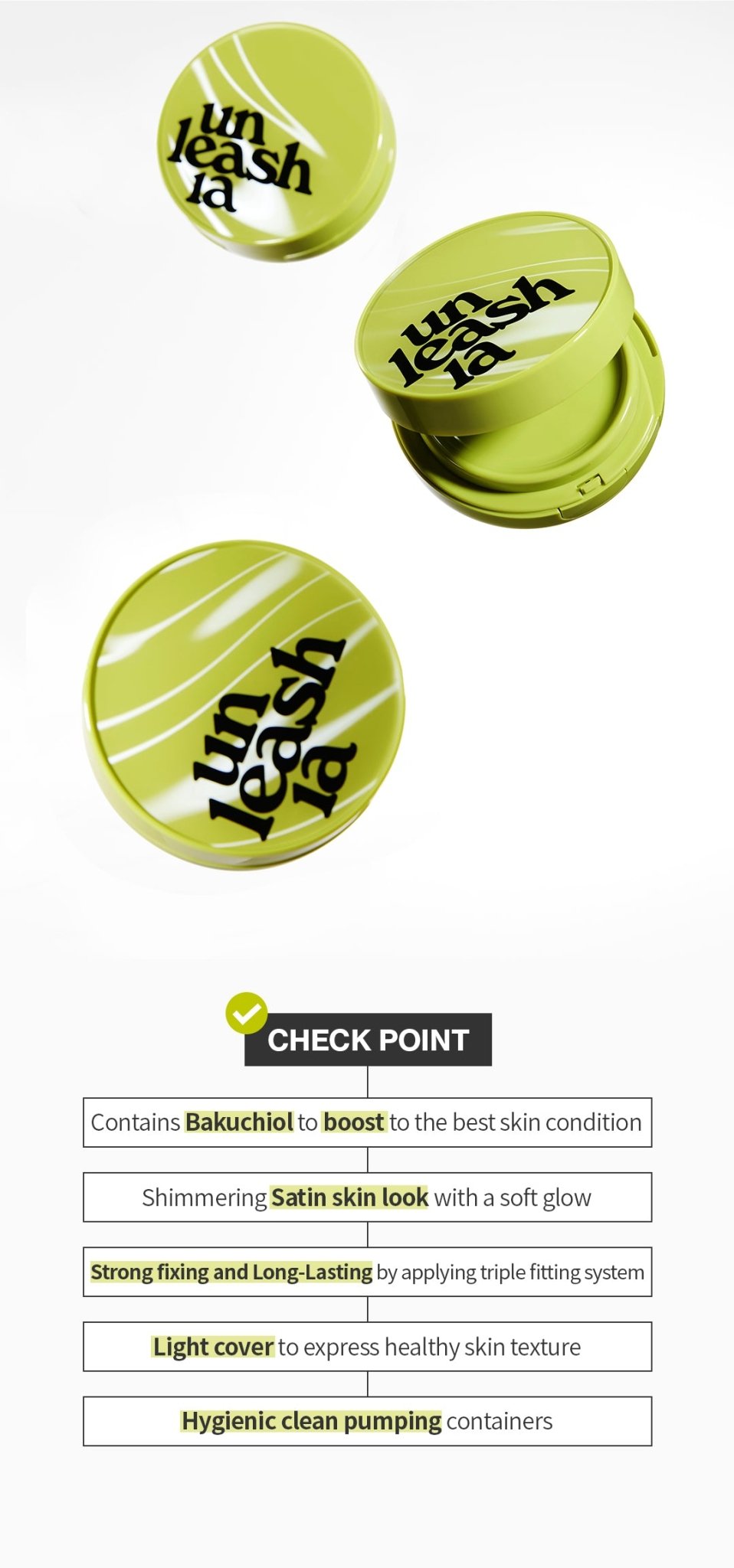 UNLEASHIA Healthy Green Cushion - beautybuddy.nl